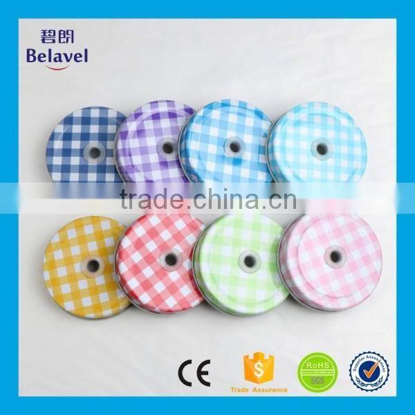 OEM custom white dot screw cap logo printing mason jar metal lids with hole