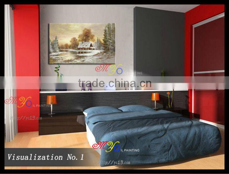 beautiful winter scene oil painting on canvas new design PL-701