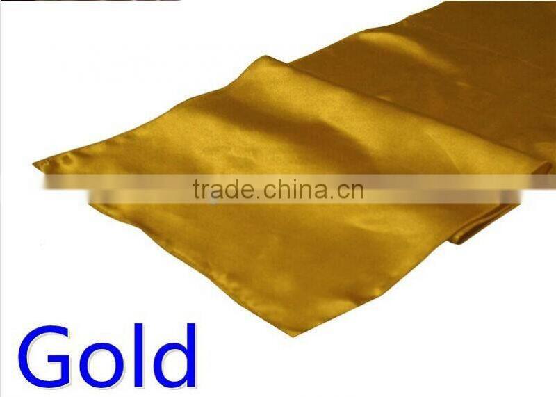 hot selling ployester satin table runner for wedding decoration, ivory color