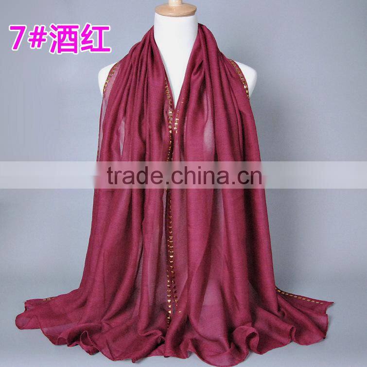 Wholesale New Arrvial Studs Beaded Muslim Hijab Scarf Shawl