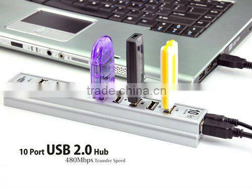 Multi-functional USB 2.0 high speed 10 ports hub