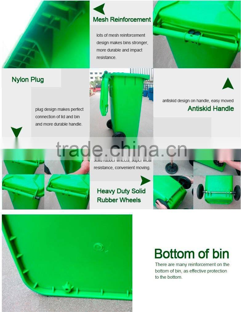 120L Garbage Can with Wheels/Outdoor Recycling Garbage Bin