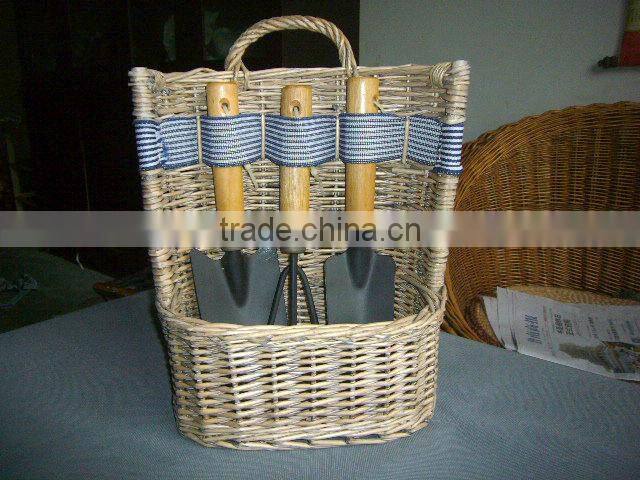 2013 new style green wicker garden tools basket for sale