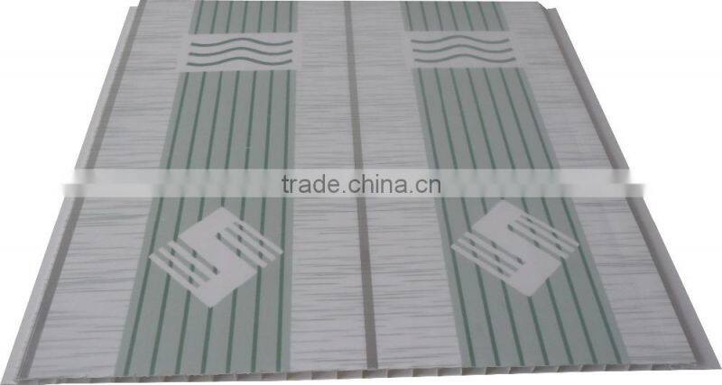 10'' width new style trinidad Plastic ceiling sheet, SMOOTH surface,brown color with gold strip F055