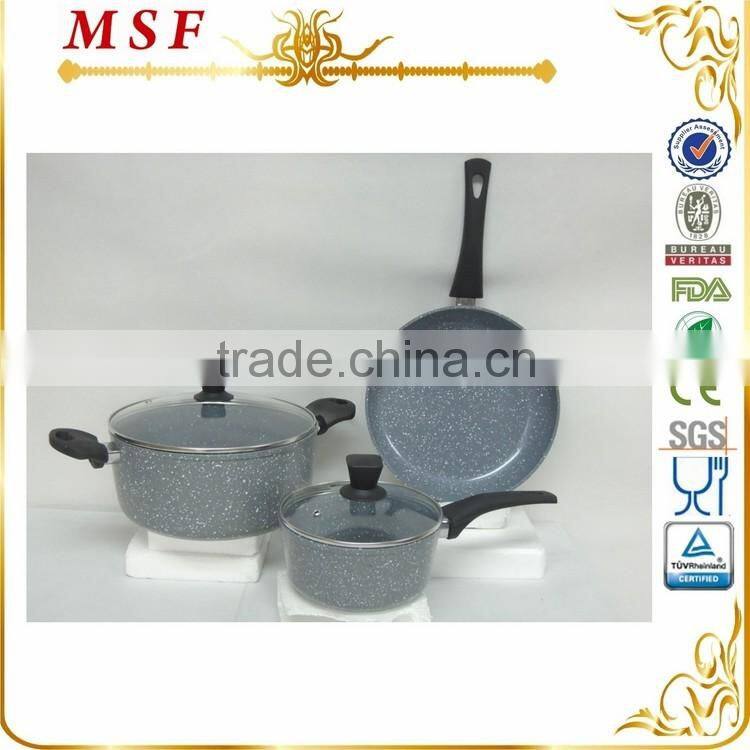 MSF marble coating cookware 4pcs aluminum kitchen set MSF-6714