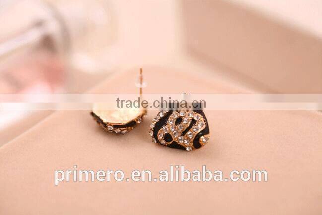 Fashion Leopard Print Crystal Triangle Square Gold Stud Earrings For Women Fancy Design
