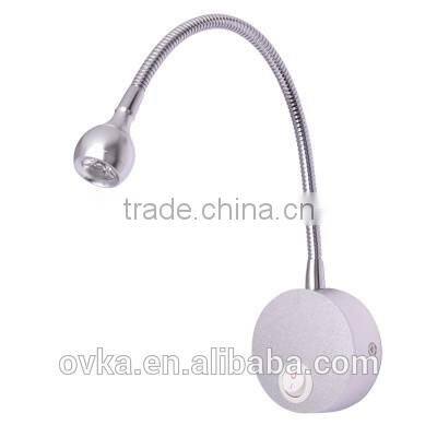 Facotry SALE 3W led wall sconce light for hotel indoor lighting with flexible gooseneck