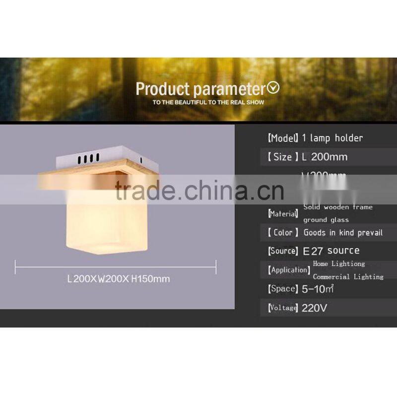 Rubber Wood Frosted Glass Bedroom Aisle Ceiling Light
