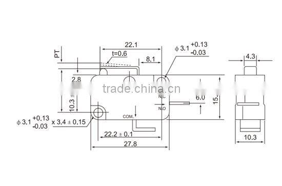 CNTD Factory Supply 10Amp 250Volt Short Level Arm 3 Pins Micro Limit Switch CMV-102D