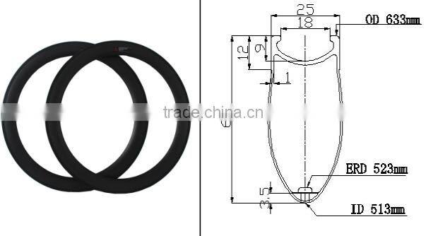 25mm wide U Shape Carbon rims 60mm 32h Clincher Road Rims cerchi carbonio