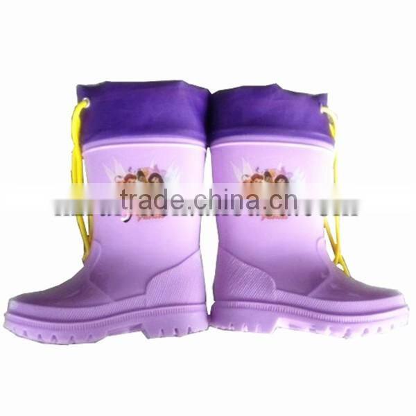 cheap kids fashionable girls plastic construction pvc rain boots