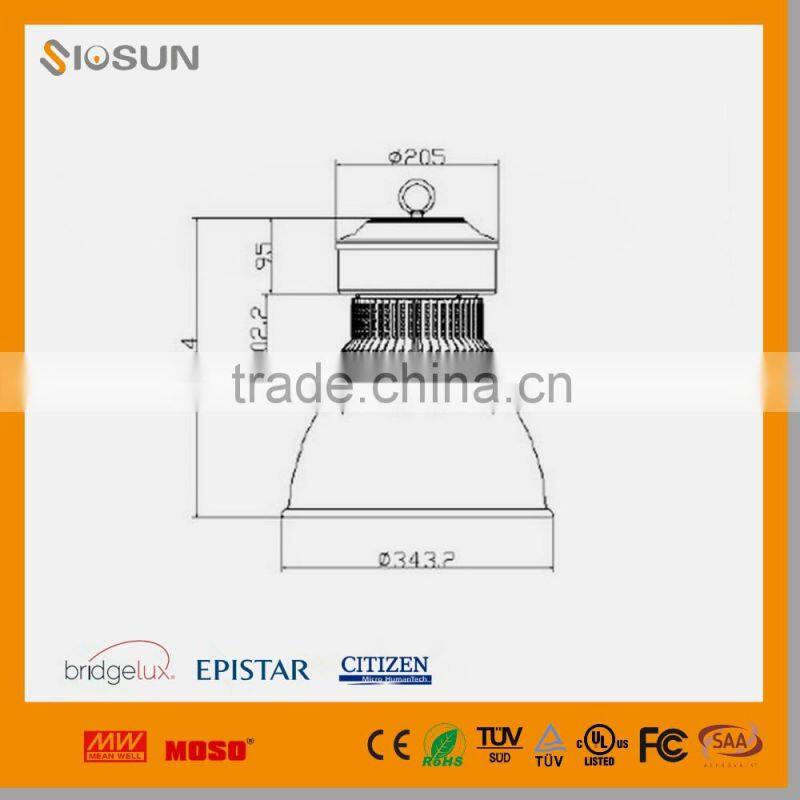 80W 5500 Lumen IP65 3000K Black SMD Housing LED High Bay Light