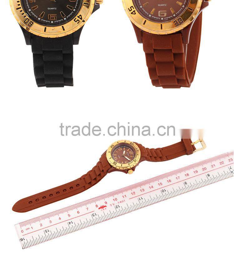 High quality Custom own design watch, gold case promotional silicone watch