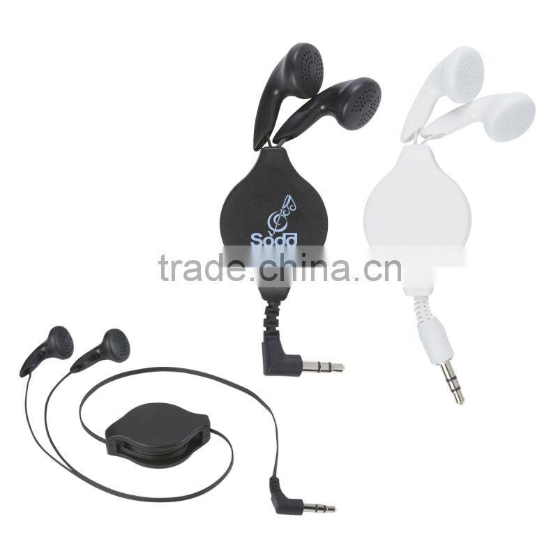 Headphones Earbud With Retractable Cord