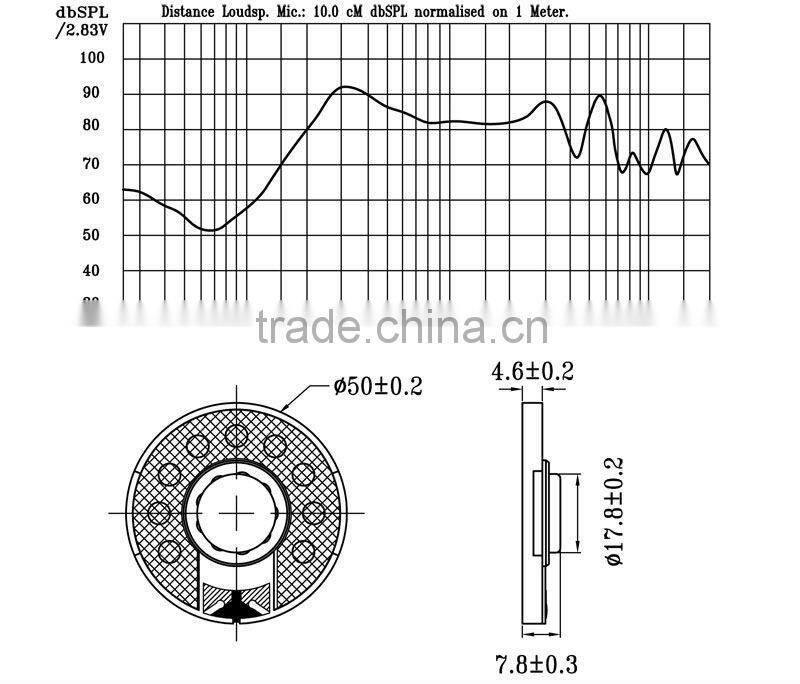 50mm 8ohm 0.3W micro speaker for radio or toy