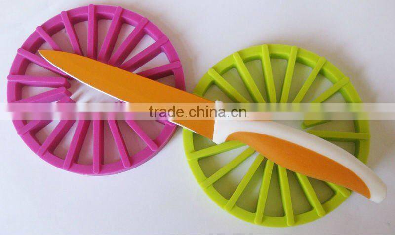 stainless steel paring knife with rubber handle