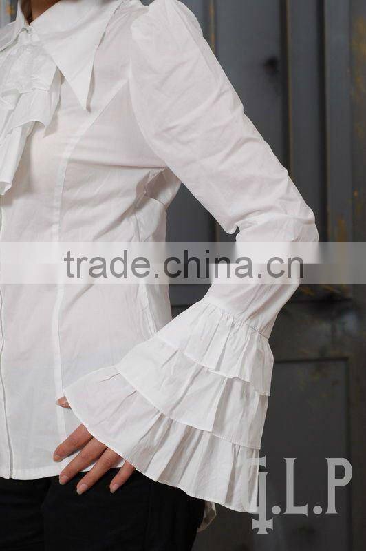 Cotton White Lace Short sleeve Cotton Lolita Blouse 81031