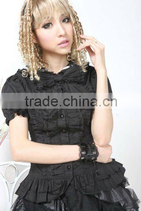 Cotton White Lace Short sleeve Cotton Lolita Blouse 81093