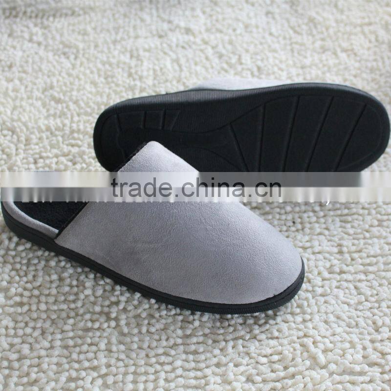 Premium quality colored fleece with embroidery logo mens mocassin slippers