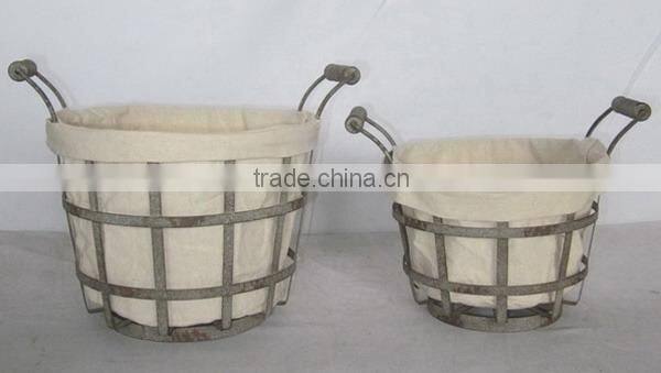 Vintage french farmhouse wire lined basket