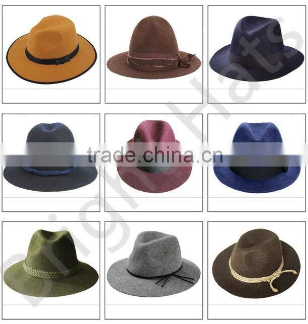 Wool Black Modern Upturned Brim Felt Fedora Hat