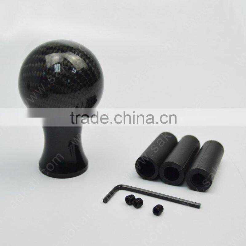 Real 3k Carbon Fiber Top Aluminum Ball Gear Shift Knob Head Manual Black