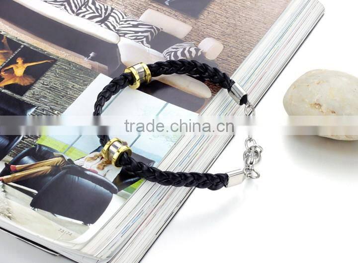 NSSL136 Originality lobster clasp stainless steel leather bracelet