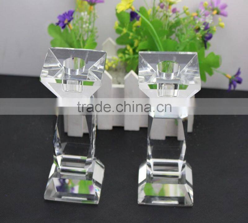 Factory directly sale fashion design European style 130mm clearly color crystal candleholder crystal wedding gift
