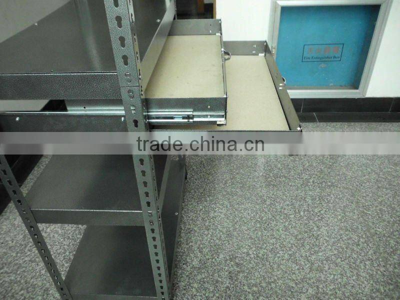 Metal storage shelf with two drawers