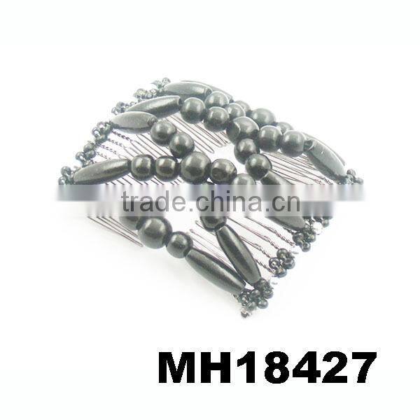 wholesale hand made colorful wood beaded hair comb