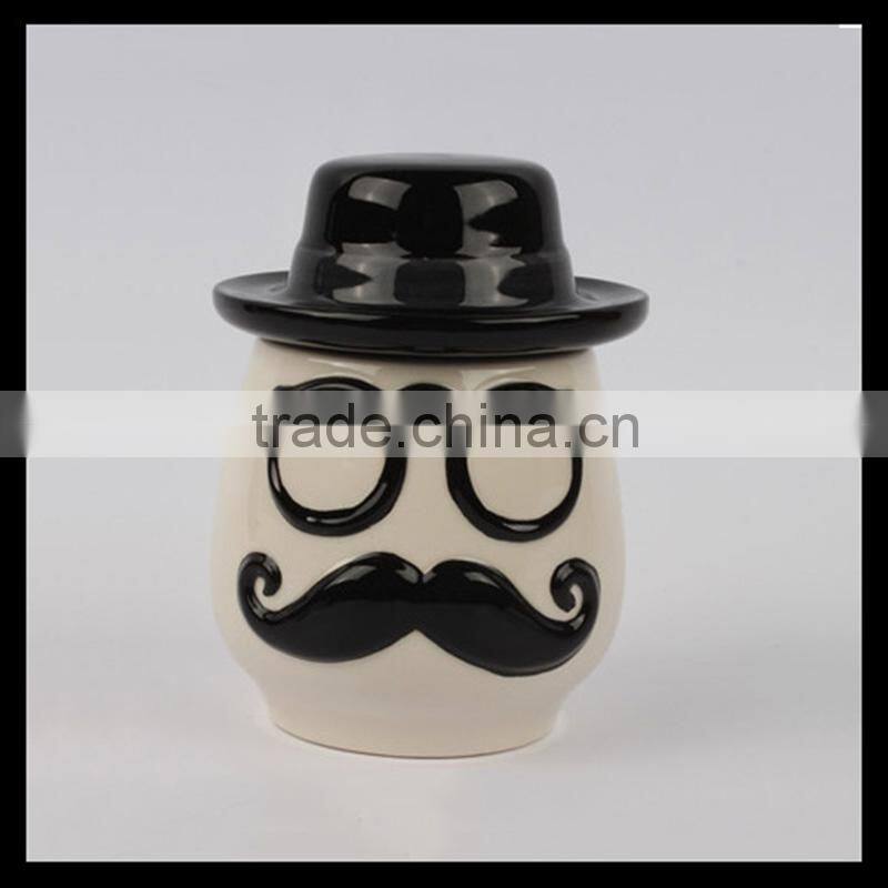 Ceramic Wholesale Mustache Storage Jars