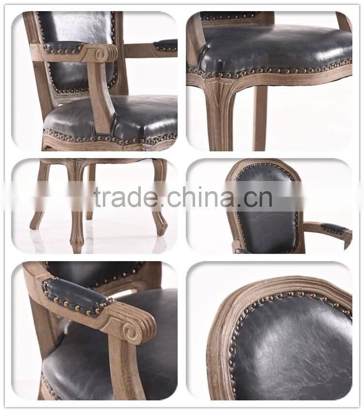 Alibaba furniture antiqued carved leather wooden armchair