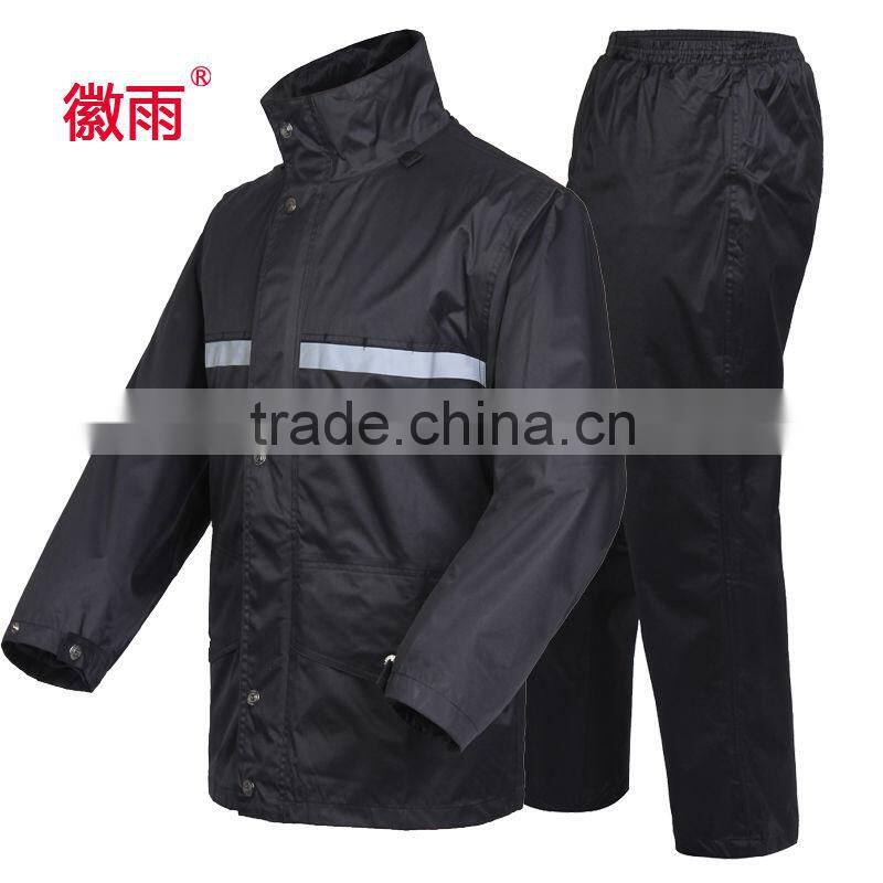Oxford knit PU workwear raincoat rainsuit relective tape yellow color waterproof breathable mesh lining