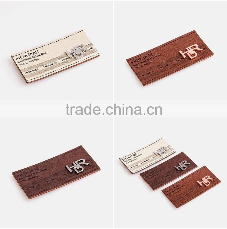 Popular fashion debossed printing brand leather patches for man