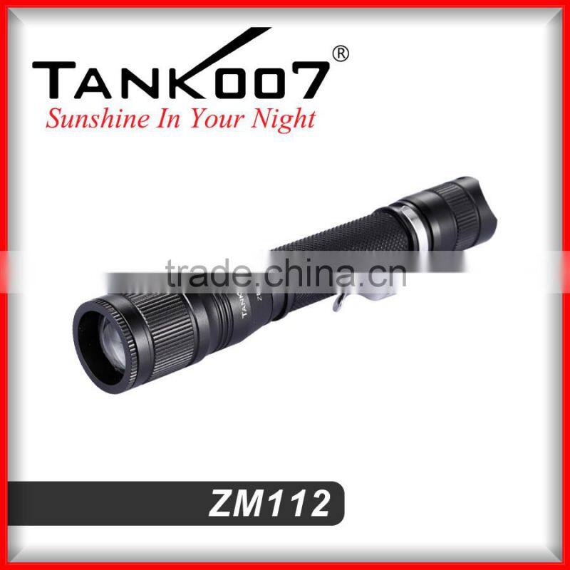 High quality zoom flashlight torch, with 2*AAA battery 5 modes 260 lumens, from TANK007 factory ZM112