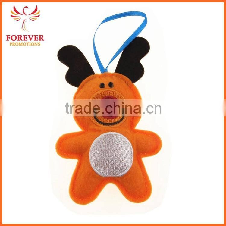 Wholesale Felt Christmas Tree Ornaments Custom Animal Reindeer Indoor Decoration Gifts With Ribbon Sling