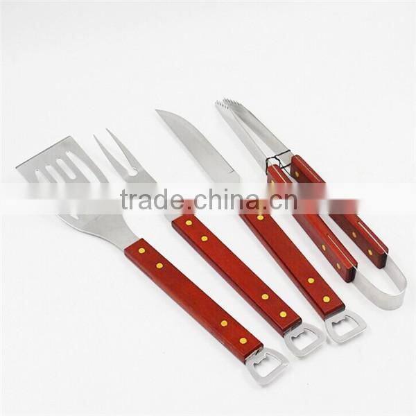 Food grade stainless steel bbq fork with bottle opener
