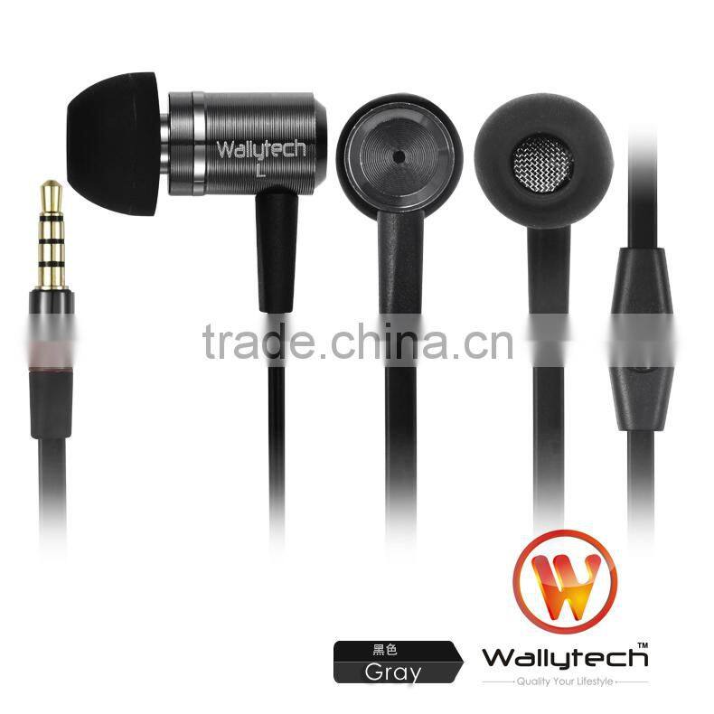 WHF-110 Flat Cable In-Ear Metal Earphones with Microphone and ON/OFF Remote for gift