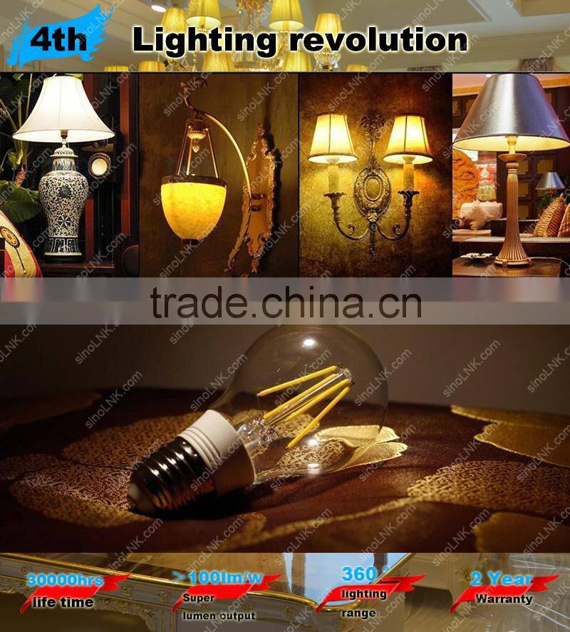 Wide angle 360 degree led e27 lamps 4W filament clear bulb