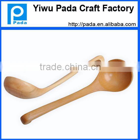 10.85 inch Kitchen Hook End Straight Handle Wood Soup Porriage Spoon