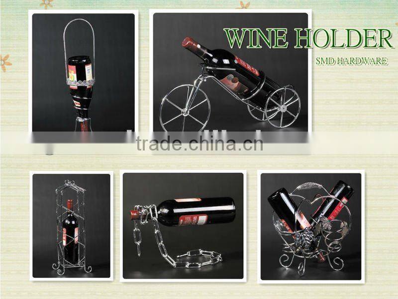 Chrome metal bronze rack for wine bottles