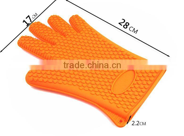 Non stick silicone glove/ silicone oven mitts for oven cooking/silicone oven gloves with fingers/bakery gloves