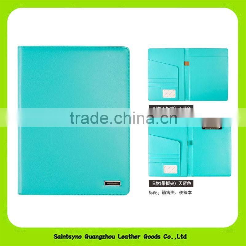 high quality eco friendly hard cover leather a4 conference folder black