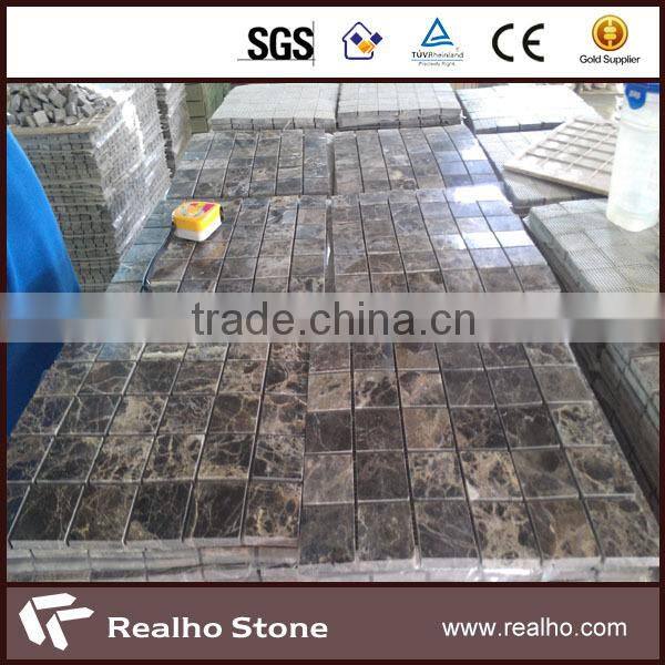 marron emperador marble wall mosaic