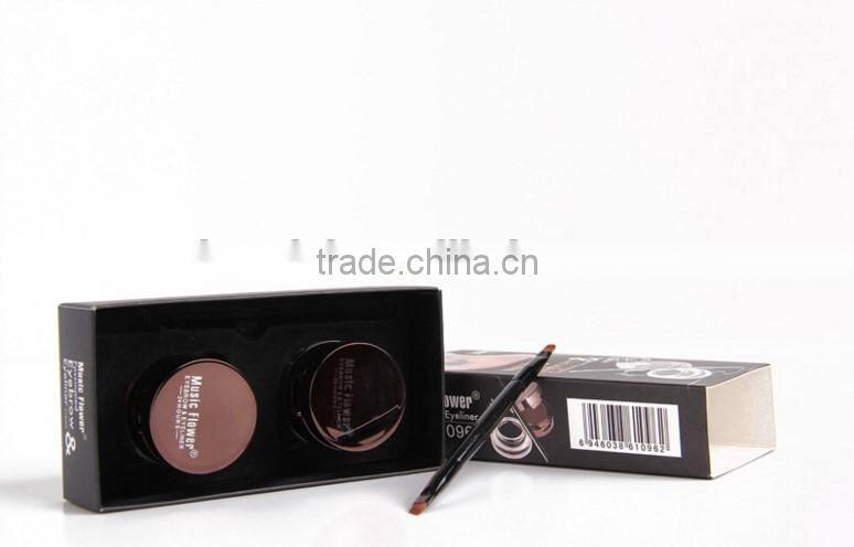 MusicFlower 2 in 1 Brown+Black Eyebrow Extension Kit Brow Powder Eyeliner Cream 24hours Long Lasting Waterproof Eye Liner