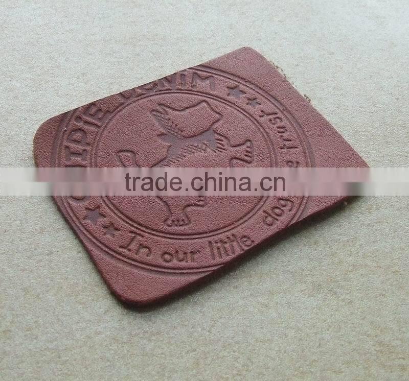 factory price 2016 hot embossed and printed sew on leather labels