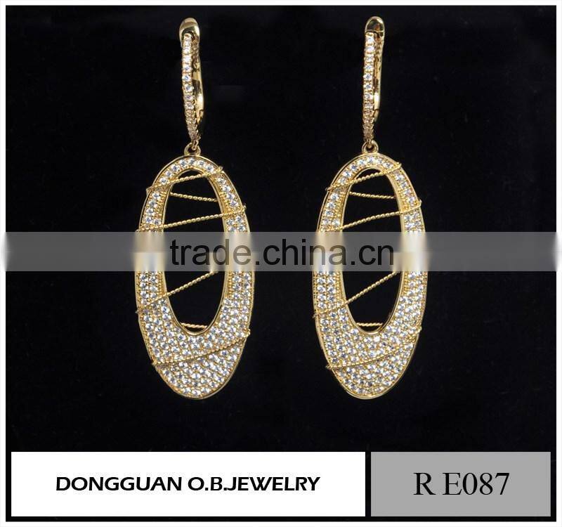 18k Gold Plated Austrian Crystal Dangle Double Pearl Earrings