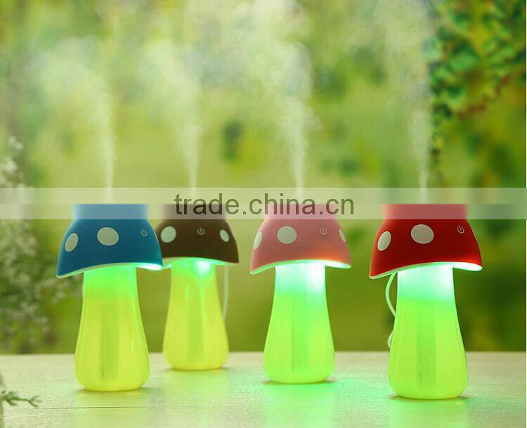 Cute mushroom shape mini usb humidifier air humidifier with led night light, China supplier