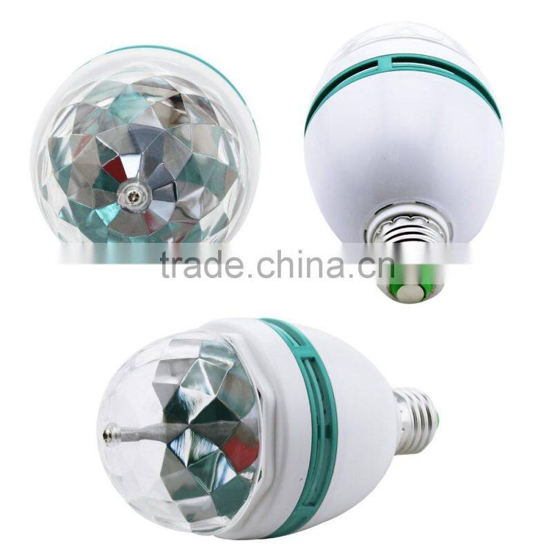 E27 3 Watt Triangle Bulbs RGB Color Changing Crystal Ball Effect DJ Disco Lamps LED Auto Rotating Stage Light