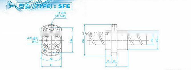 40mm ball screw assembly SFE4040-L1000mm with nut